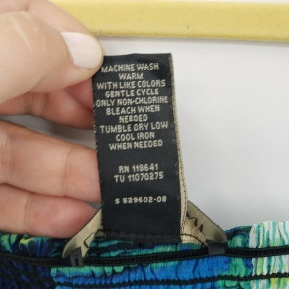 Lane Bryant Blue Green Black Flutter Sleeve Geometric Print Blouse Size 18/20 - Picture 4 of 4